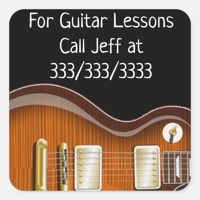 Call Me For Guitar Lessons Promotional Stickers (Front)