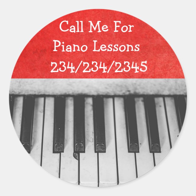 Call Me For Piano Lessons Promotional Stickers (Front)
