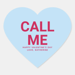 Call me funny cute Valentine's Day conversation Heart Sticker