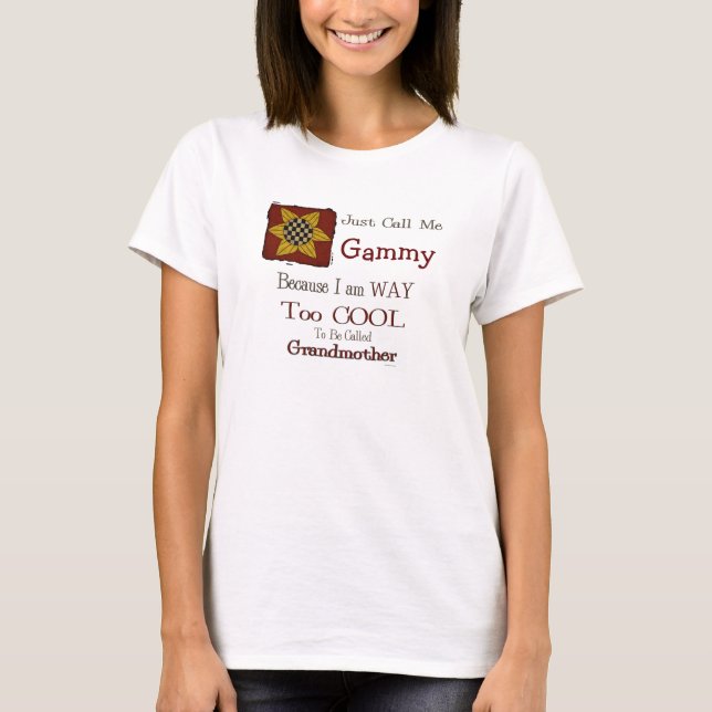 Call Me Gammy Cool Grandma T-shirt Prim Sunflower (Front)
