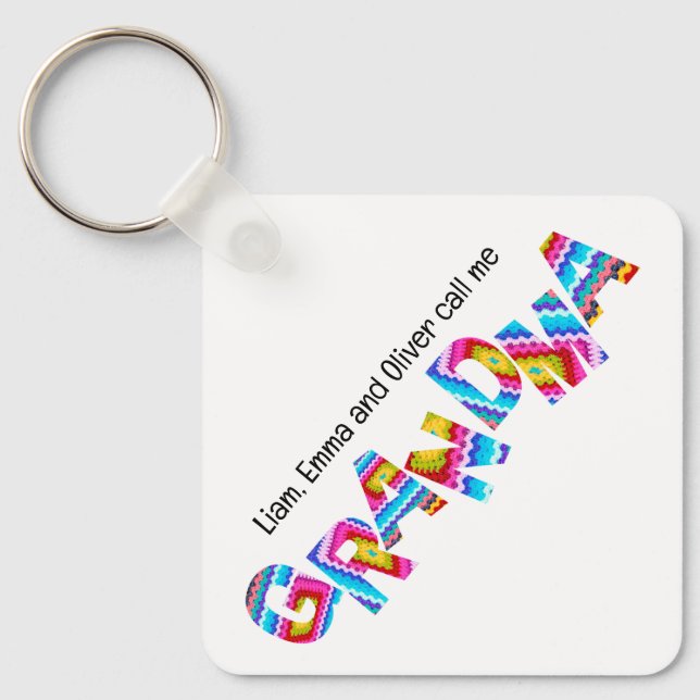 Call Me Grandma Crochet Letters Child Names Key Ring (Front)