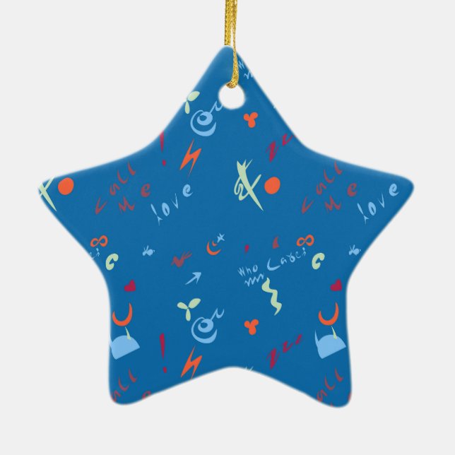 "Call Me Love" Pattern Ceramic Ornament (Back)