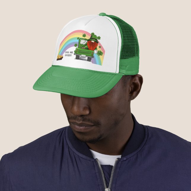 Call Me Lucky Irish Gnome Trucker Hat (In Situ)