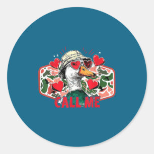 Call Me Mallard Duck Camo Hunting Hunter Valentine Classic Round Sticker