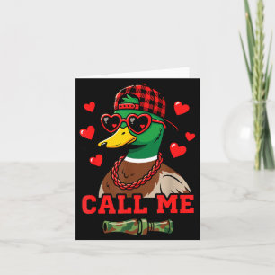 Call Me Mallard Duck Hunting Happy Valentine's Day Thank You Card
