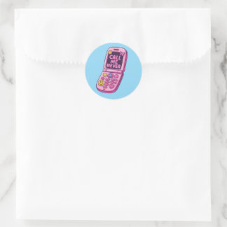 Call me never classic round sticker