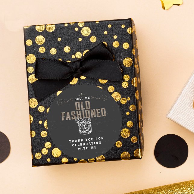 Call Me Old Fashioned Whiskey Cocktail Birthday Classic Round Sticker (Creator Uploaded)