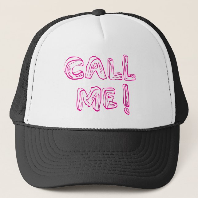 Call me pink typography diary sticker trucker hat (Front)