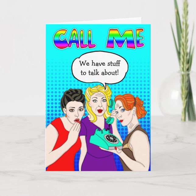 Call Me | Retro Pop Art | Miss You Card (Front)