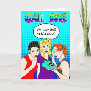 Call Me   Retro Pop Art   Miss You Card