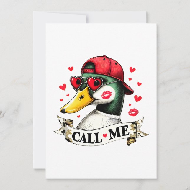 Call Me Valentines Funny Duck Hunting For Hunter Invitation (Front)