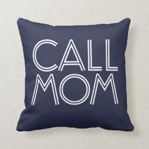 Call Mum Navy & White Decorative Throw Pillow