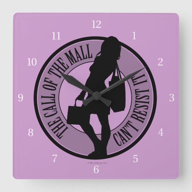 Call Of The Mall Square Wall Clock (Front)