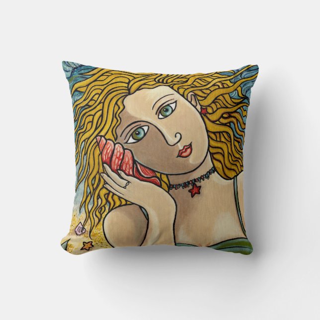 "Call of the Ocean" mermaid pillow (Front)