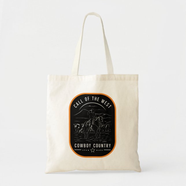 Call of the West Minimalist Cowboy Tote Bag (Front)