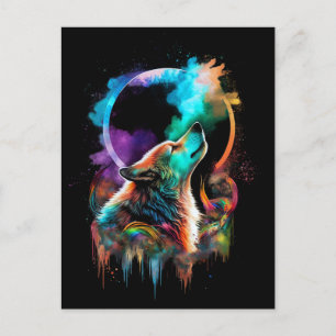 Call of the Wilderness - Rainbow Wolf Postcard