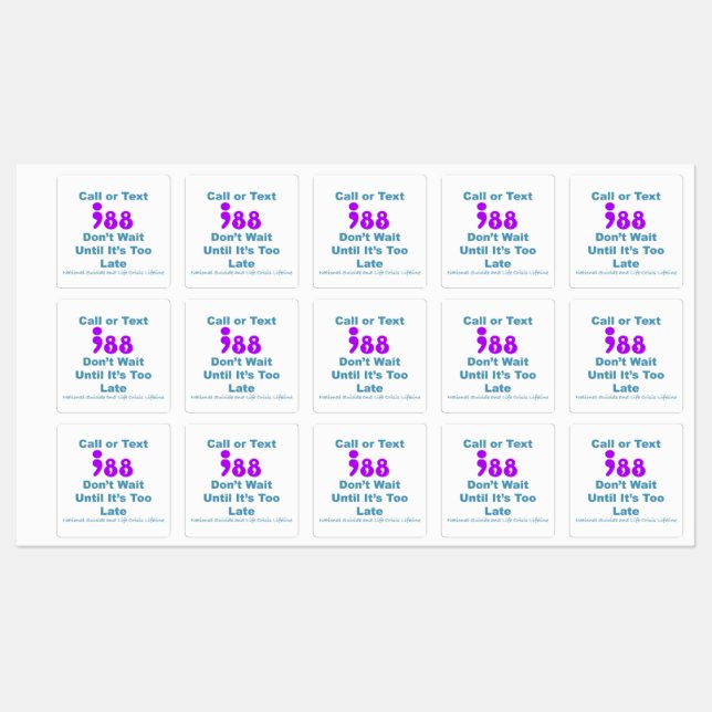 Call or Text 988 Don't wait (Sheet)