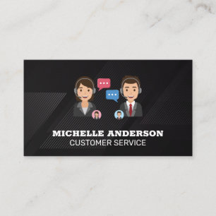 Call Service People on Headsets Talking Business Card