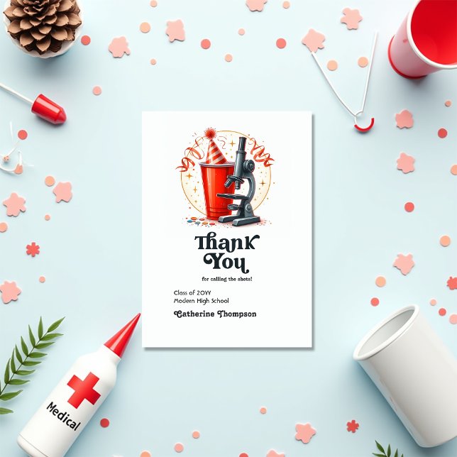 "Call the Shots" Funny Nurse Graduation Photo Thank You Card ("Call the Shots" Funny Nurse Graduation Photo Thank You Card)