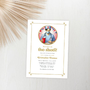 "Call the Shots" Male Nursing Graduation Party Invitation