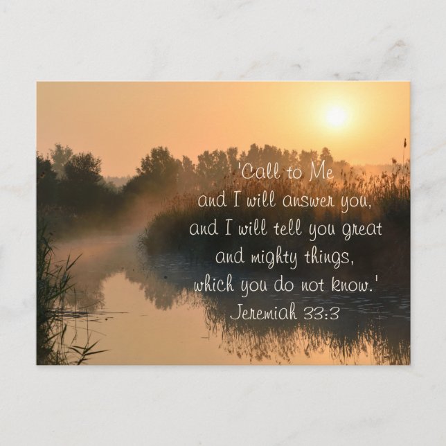 Call to Me, Bible Verse Jeremiah 33:3 Postcard (Front)