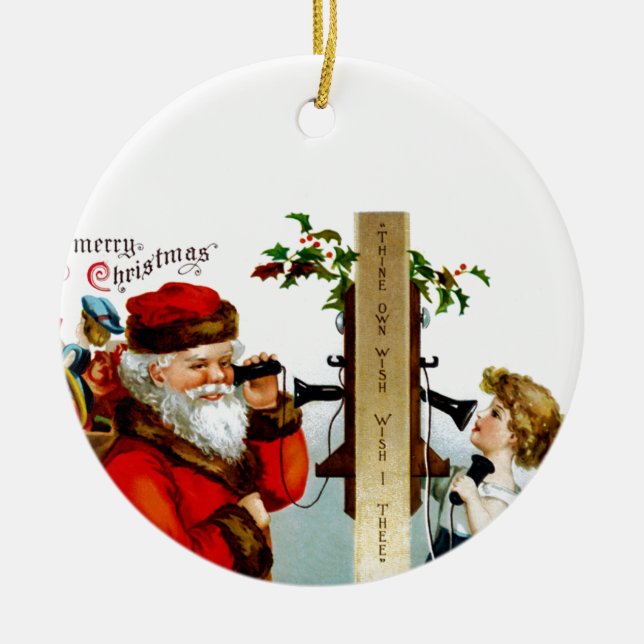 Call to Santa Ceramic Ornament (Front)