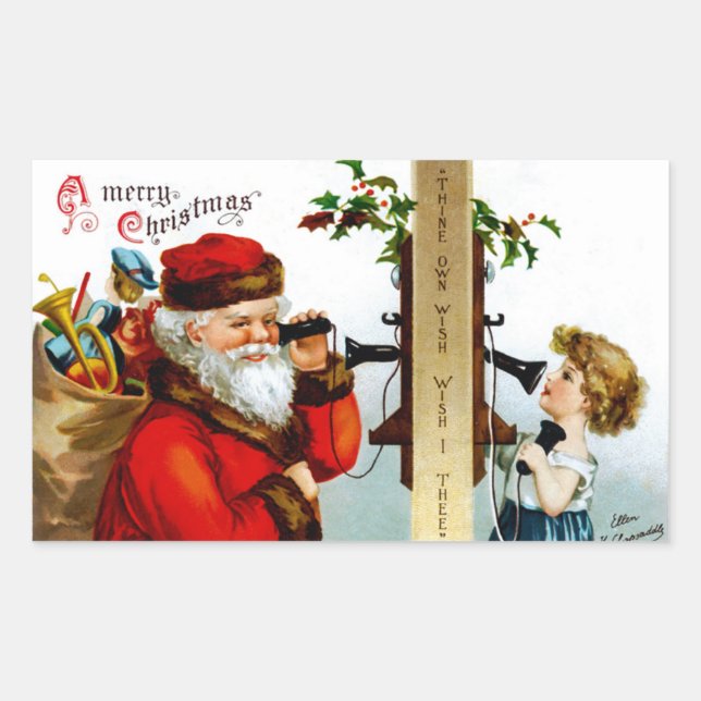 Call to Santa Rectangular Sticker (Front)