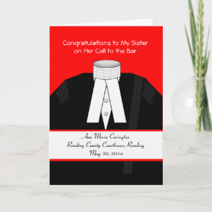 Call to the Bar for Sister, Custom, Add Your Text Card