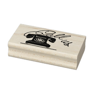 "Call Us" Retro Telephone Rubber Art Stamp