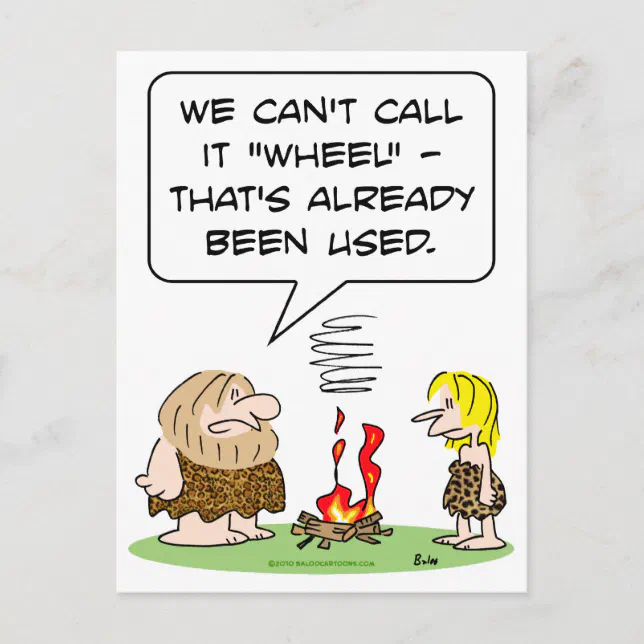call wheel fire already used caveman postcard | Zazzle
