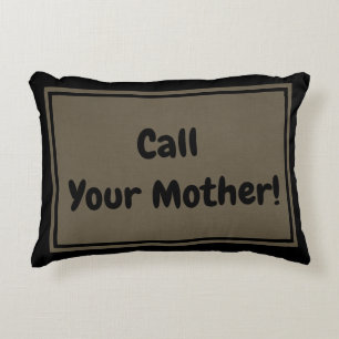 Call Your Mother! Olive Green and Black Decorative Cushion
