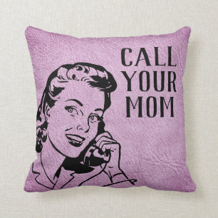 "Call Your Mum" College Dorm Decor Lavender Pink Cushion