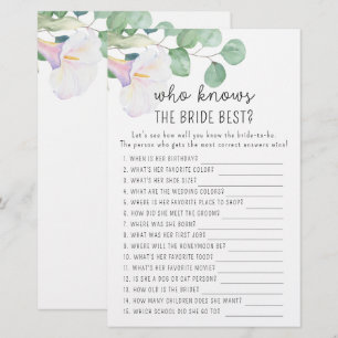 Calla and eucalypt - Who knows the bride best game