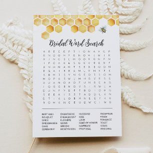 CALLA Bee Bridal Shower Word Search Game Card