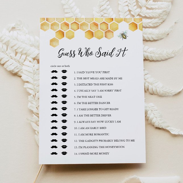 CALLA Bee Guess Who Said It Bridal Shower Game Invitation (Creator Uploaded)