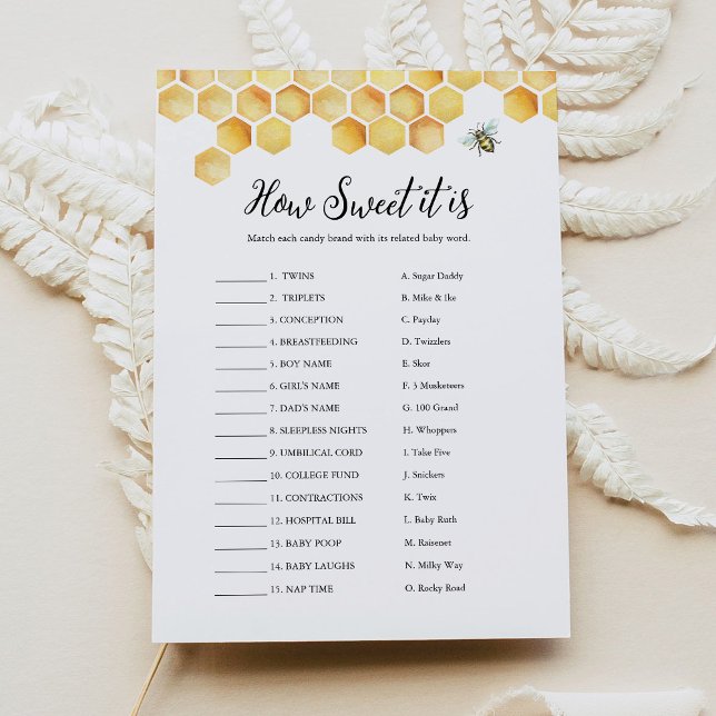 CALLA Bee How Sweet It Is Candy Bar Baby Game Card (Creator Uploaded)