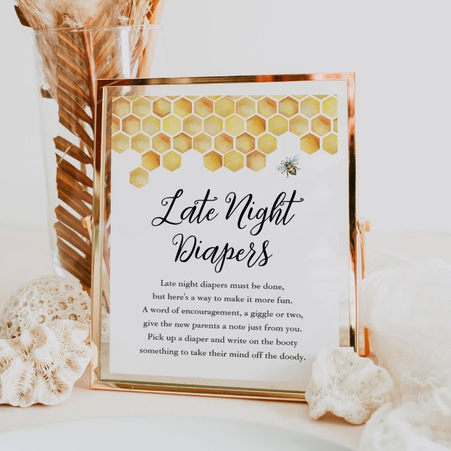 CALLA Bee Late Night Diapers Baby Shower Sign (Creator Uploaded)