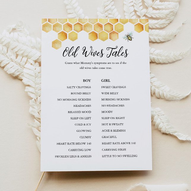 CALLA Bee Old Wives Tales Baby Shower Game Card (Creator Uploaded)