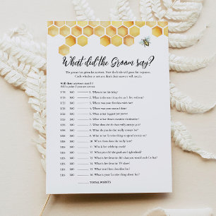 CALLA Bee What Did The Groom Say Bridal Game Card