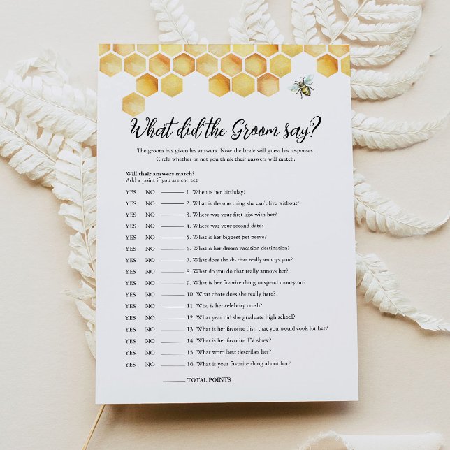 CALLA Bee What Did The Groom Say Bridal Game Card (Creator Uploaded)