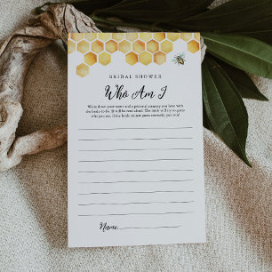 CALLA Bee Who Am I Bridal Shower Game Card