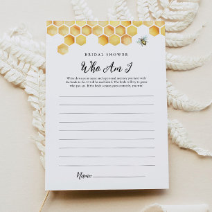 CALLA Bee Who Am I Bridal Shower Game Card