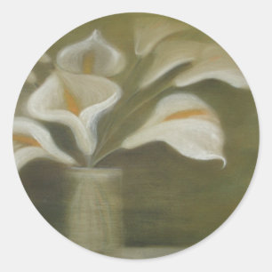 Calla Cut Flowers In A Vase Artistic Still Life Classic Round Sticker