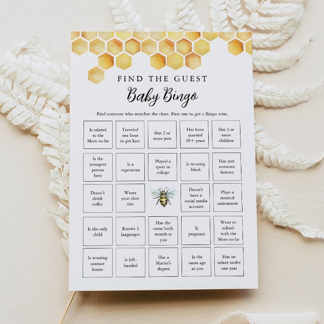 CALLA Honey Bee Find the Guest Baby Bingo Card (Creator Uploaded)