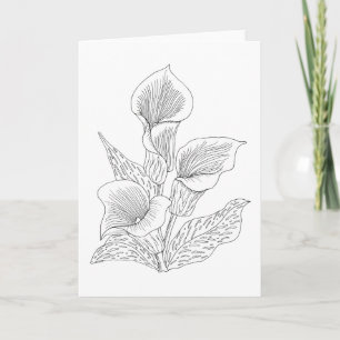 Calla Lilies Colour It Yourself Blank Greeting Card