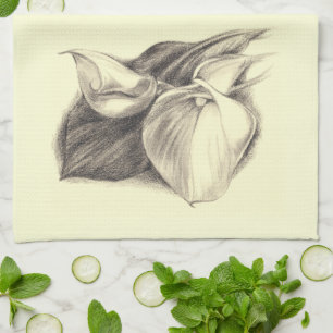 Calla Lilies Drawing Tea Towel