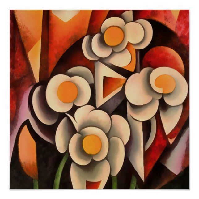 Calla Lilies Geometric Art Abstract In Brown Tones Poster (Front)