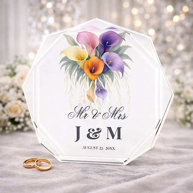 Calla Lilies Keepsake Newlyweds Gift Bride Groom  Photo Block (Creator Uploaded)