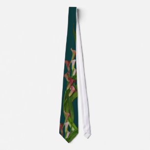 Calla Lilies & Leaves Tie