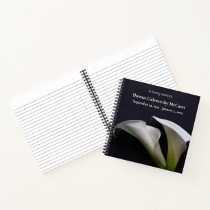 Calla lilies on a dark background notebook